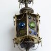 Farol Oriental de Bronce hexagonal con vidrios de colores