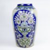Blue Glazed Terracotta Vase With Flowers