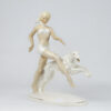 German Porcelain Figure Woman With Greyhound